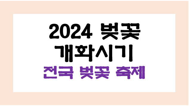 2024 전국 벚꽃 개화 시기 전국 벚꽃 축제 일정