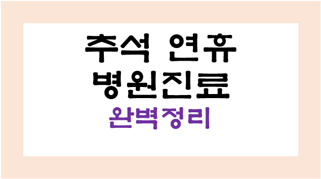 추석 병원 진료, 추석 연휴 병원 진료 완벽정리